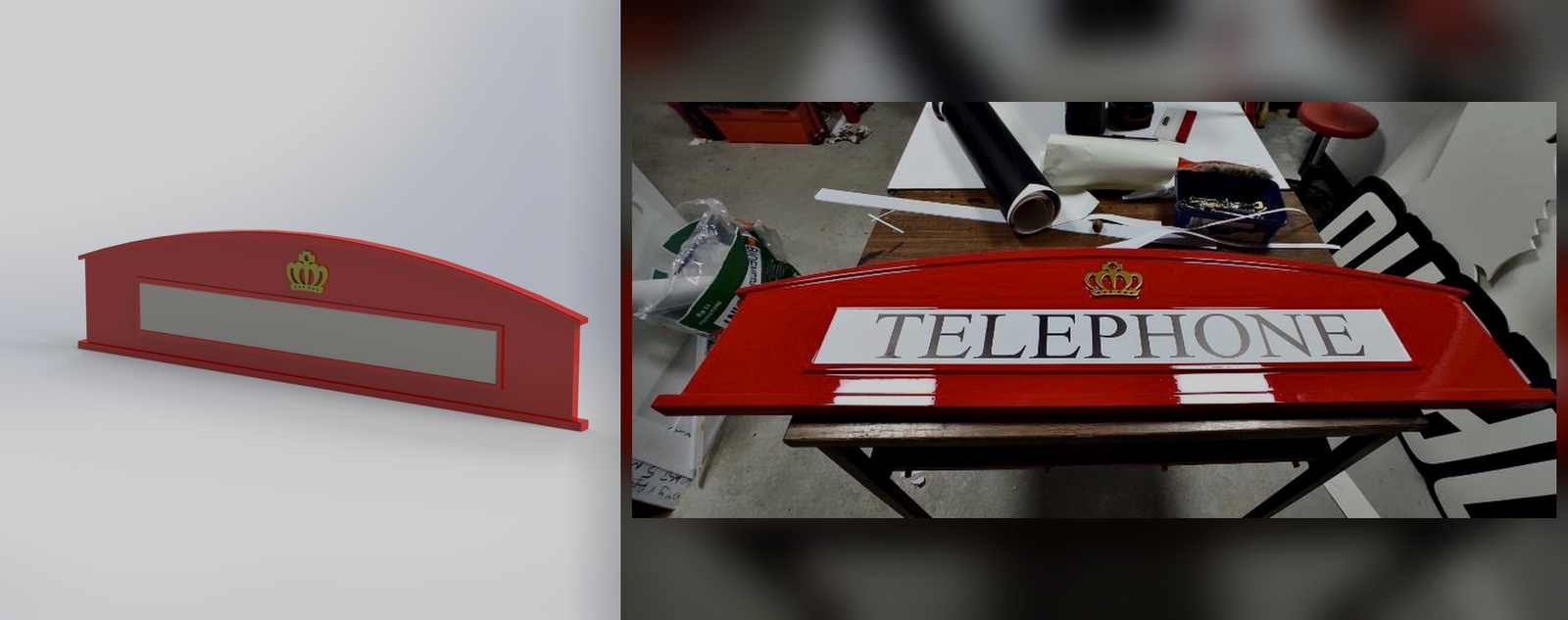 CAD model sa leve strane i originalni izrađeni deo u radionici sa desne strane